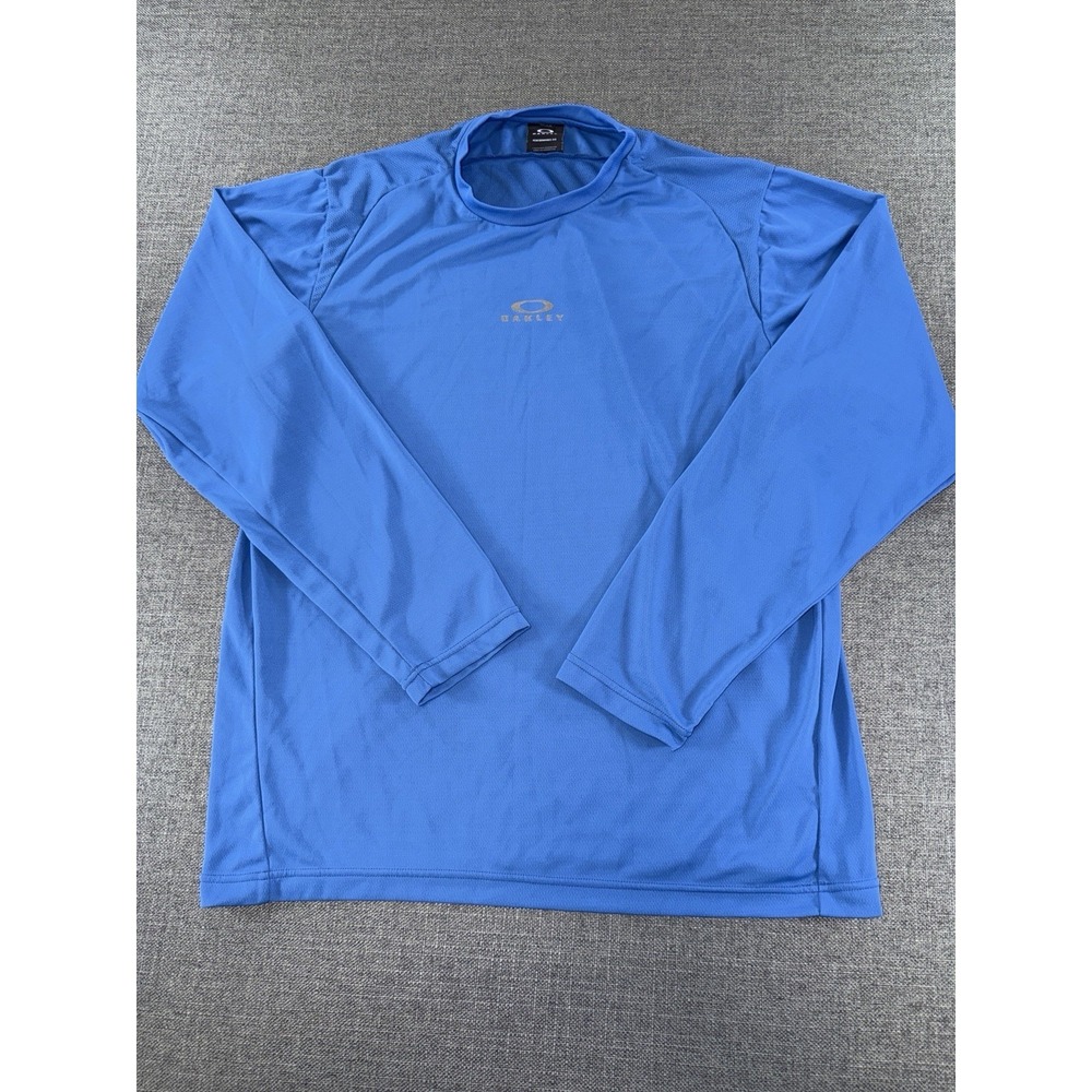 Oakley Performance Fit Blue Long Sleeve Athletic Shirt Men's XL Polyester